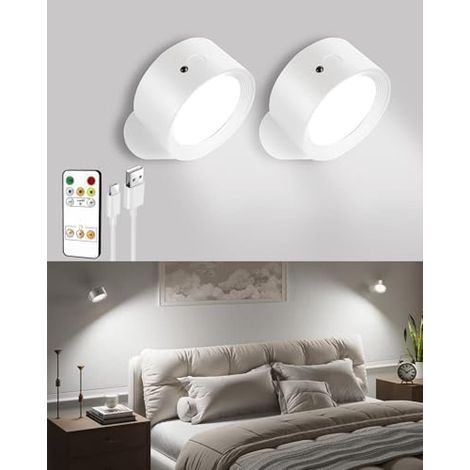 Applique murale LED sans fil rechargeable lampe chevet tactile 3 températures couleur (1/5)