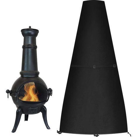 Waterproof Round Fire Pit Cover, Outdoor Fire Pit Cover, Grill Cover, BBQ Protective Tarp Cover (122x21/61cm) (1/5)