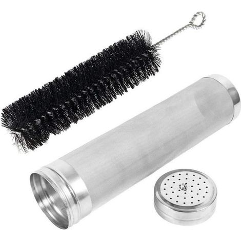 1 filtre à bière, 300 microns, avec couvercle et brosse, acier inoxydable, filtration fine pour jus, vin et bière maison (1/4)