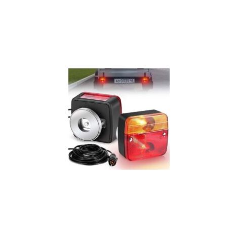 2er-Pack (ein Paar) magnetische Anhänger-Rückleuchten, 12-V-Glühlampen-Anhängerleuchten mit 7 Pins und 7,5 m Kabel, Rückleuchten, Bremslichter, Blinker, Kennzeichenbeleuchtung für LKW und Wohnwagen –  (1/4)