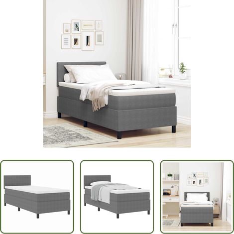 vidaXL Kopfteil -  Boxspringbett Hellgrau und Weiß 100 x 200 cm Cordstoff (1/5)