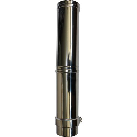 Longueur droite ajustable simple paroi inox de 370 à 560mm - Ø 130
