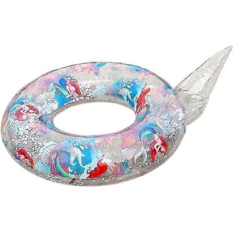 Bouée gonflable en forme de queue de sirène avec des paillettes, pour enfants, pour la piscine et la plage, fêtes aquatiques estivales.-AquaForge (1/5)