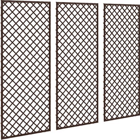 Ensemble de 3 treillis de jardin en osier, supports pour plantes grimpantes à plateau plat, 43 x 112 cm, naturel