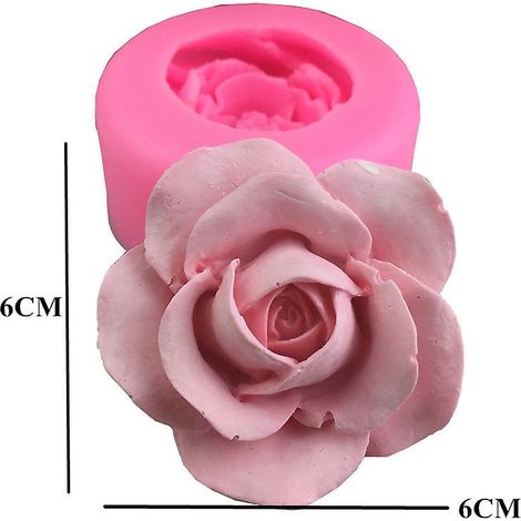 Moule en silicone en forme de pivoine rose pour mousse au chocolat, moule à sucre transformé en moule à savon en plâtre (1/5)