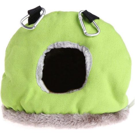 Hamac pour oiseaux en cage, nid douillet et chaud pour l'hiver, cachette moelleuse pour perroquet, tente idéale pour dormir, jouer et se reposer (vert). (1/5)