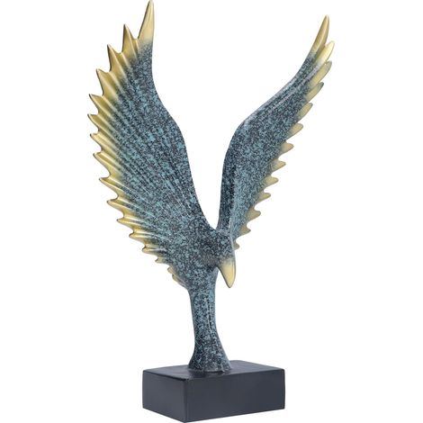 Statue d'Aile Nordique en Résine - Décoration Moderne pour Salon, Bureau Artisanal Abstrait Bleu Champagne