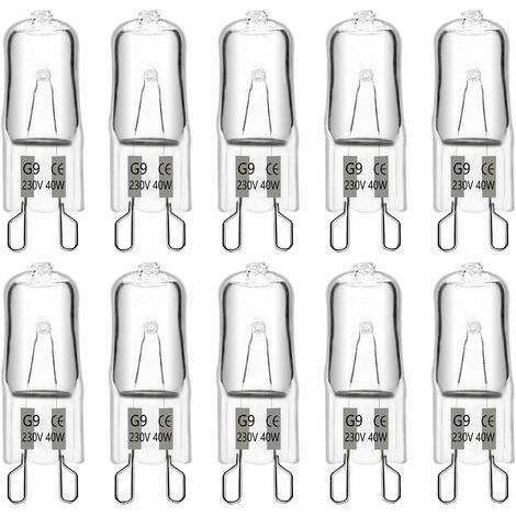 G9-Halogenlampe, 40 W, 230 V, 480 lm, 2900 K warmweiß, dimmbar, G9-Kapsellampen, für Kronleuchter, Gartenleuchten, Wandleuchten, Schrankbeleuchtung, 10er-Packung (1/4)