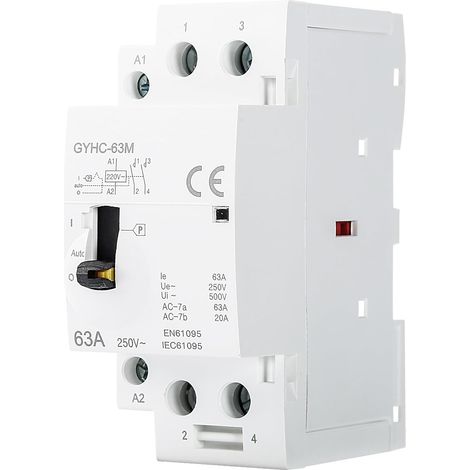 Contactor Day Night Water Heater Contactor AC 2P 63A 2NO Relay 220v Domestic Single Phase Automatic/Manual DIN Rail Mount (1/5)