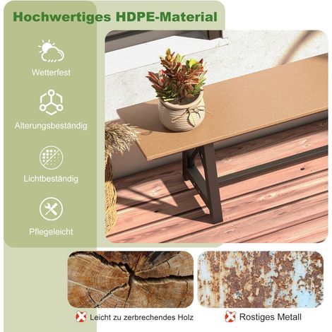 Gartenbank wetterfest 3 sitzer sitzbank bis 500 kg belastbar 183 x 35 x 415 cm braun