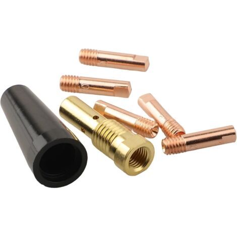 Lot de 7 embouts de buse sans gaz pour soudeur électrique facile pour soudeur MIG120140180 pour chalumeau de soudage MIG Accessoires pour des résultats de soudure cohérents (0,8 mm) (1/4)