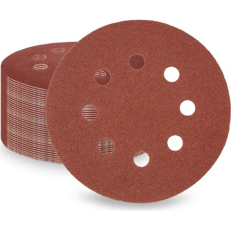 120 Grain Feuilles abrasives 50pcs, 125mm 5 pouces 8 trous Disques abrasifs pour ponceuse orbitale et tous les outils oscillants (120 x 50pcs) (1/5)