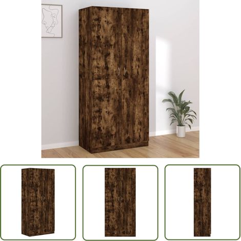 The Living Store Garde-robe Chêne fumé 90x52x200 cm Bois d'ingénierie - Meuble De Rangement - Armoire - Placard - Dressing - Meuble Chambre (1/5)