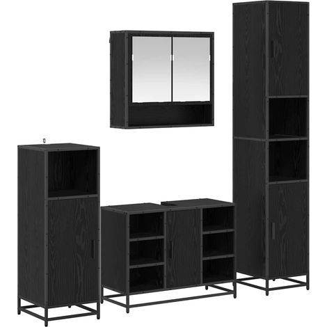 Badezimmermöbel-Set 4 pcs Schwarz Eichen-Optik Holzwerkstoff vidaXL