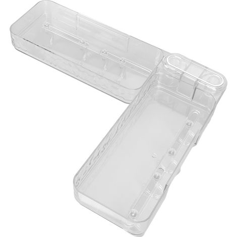 Porte savon mural cuisine salle de bain plastique pliable étanche solide multiusage étroit étagère douche 2 étagères 1 joint 8 crochets adhésif transparent (1/5)