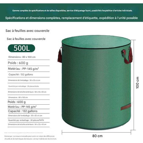 Sac de rangement pour jardin avec couvercle - Imperméable et résistant - Plusieurs capacités -500L (1/5)