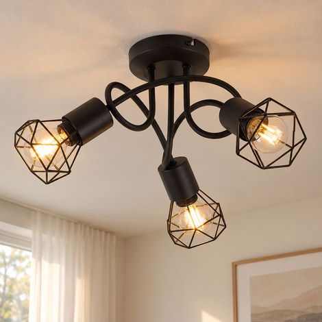 RETRO plafoniera nera soggiorno illuminazione gabbia spot roundel faretto lampada Globo 58402S-3D (1/5)