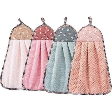 HONORNIC - Serviettes de toilette avec boucle de suspension pour salle de bain et cuisine (lot de 4)