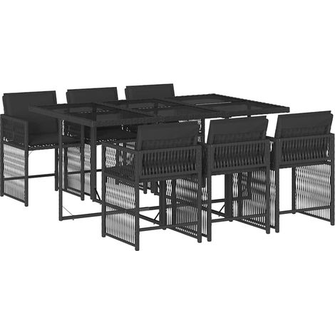 Maison Exclusive - Set da Pranzo da Giardino 7 pz Nero con Cuscini in Polyrattan