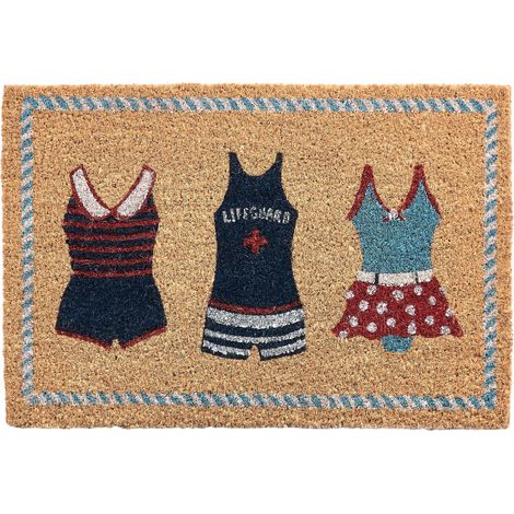 Doormat Natural Coir with Anti-Slip Bottom 40 x 60 cm Anti Slip Decoration Nautical Print Welcome Mat MAKATI (1/5)