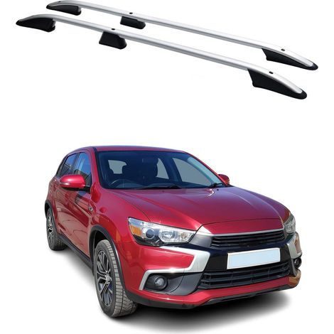 OMAC Barres de Toit longitudinales Compatible avec Mitsubishi Outlander 2010-2019 Alu Gris (1/5)