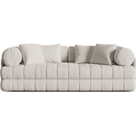 Canapé convertible 3 places en bouclé beige clair (1/5)