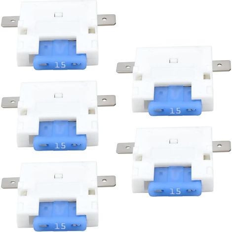 1/4" 12V Car Fuse Holder with 15A Blade Fuses White (1/5)