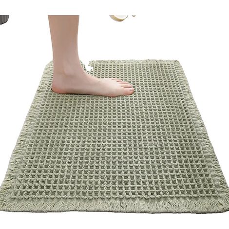 Tappetino da bagno antiscivolo, ultra assorbente, 43x61 cm - b, verde a pois (1/2)