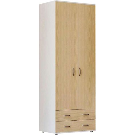 Armadio Lugano doppia anta in ciliegio Olmo con cassetti - 207x80x52 cm (1/2)