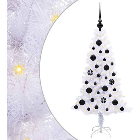 Sapin de Noël artificiel avec 150 lumières LED blanches, 120 cm de haut, en PVC et acier. (1/5)