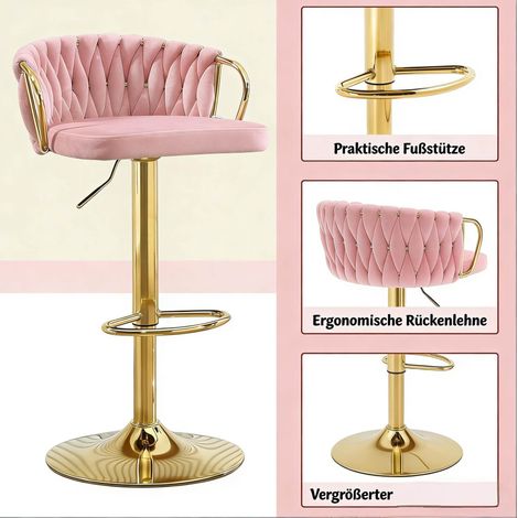 MEUBLIV Barhocker 50,5 x 49,5 x 98 cm Rosa – höhenverstellbar und drehbar (1/5)