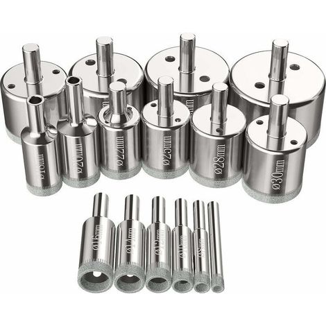 16-piece diamond hole saw set – Drilling for glass, ceramic, tile, and marble – Diameters 6 to 50 mm – Professional kit (1/5)