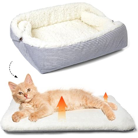 1 - Lit Pour Chat - Panier Pour Chien - Doux Et Pliable - Usage Intérieur Pour Petit Animal - Gris - 42 x 38 cm (1/5)
