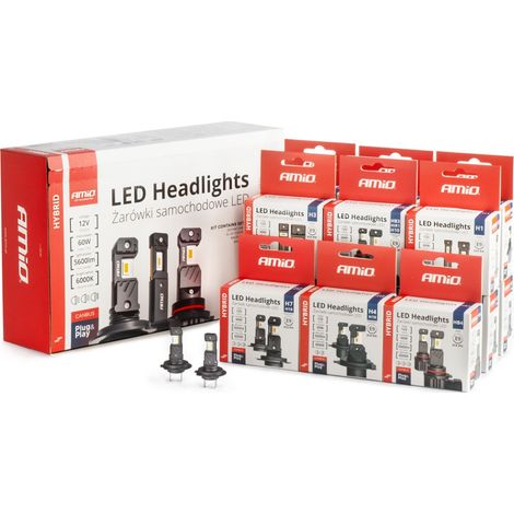 Bombillas LED para coche serie híbrida H1 H3 H4 H7 HB3 HB4 6000K Canbus 16 juegos amio-04120 (1/4)