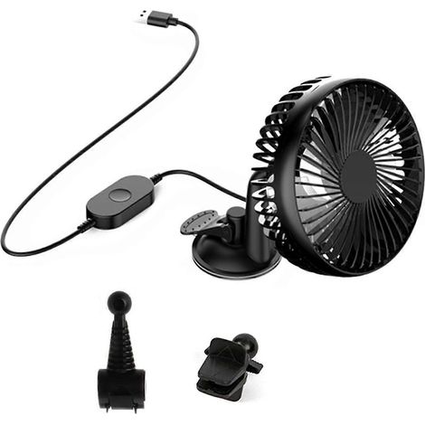 USB-Autoventilator mit starker Windstärke, drei Geschwindigkeitsstufen und Saugnapf