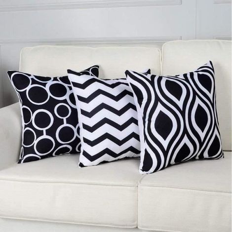Coussin - Ensemble Géométrique 6 Pièces - Pour Canapé Chaise Lit - Noir (1/4)