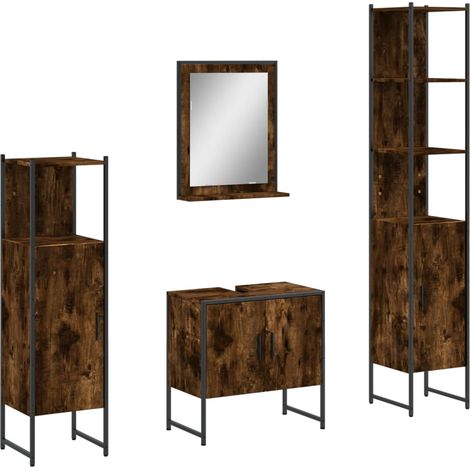 Ensemble d'armoires de salle de bain 4 pcs - Colonne Miroir Meuble sous-vasque chêne fumé fr1522 - Maison La Vie