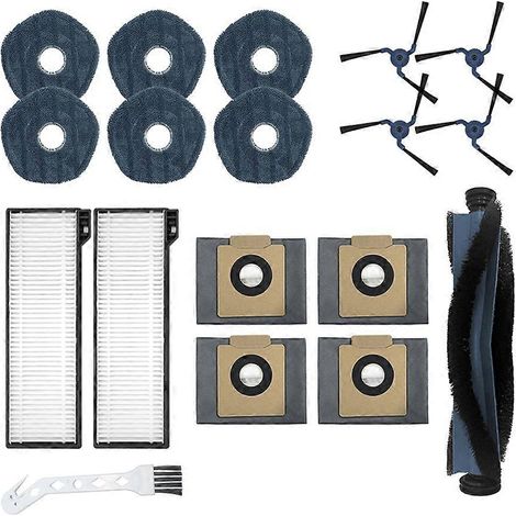 Accessoires pour Eufy X10 Pro Omni:1 brosse rouleau, 2 filtres, 6 Mopping tampons, 4 brosses latérales, 4 sacs à poussière, 1 nettoyage brosse (1/5)