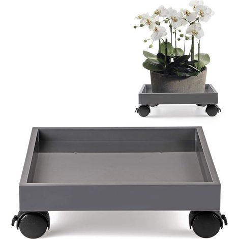 Blumentopfständer mit Rollen, Pflanzenständer mit Rollen, ABS-Pflanzenuntersetzer, zum Bewegen von Blumentöpfen, Terrassenblumenpflanzen, Tragkraft 50 kg (quadratisch)