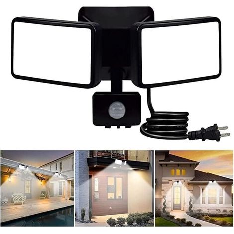 Foco LED de exterior de 18W con sensor de movimiento, orientable para interior y exterior, luz blanca fría 6500K y 1200 lm, modo automático para garaje, entrada, escaleras y jardín. (1/5)
