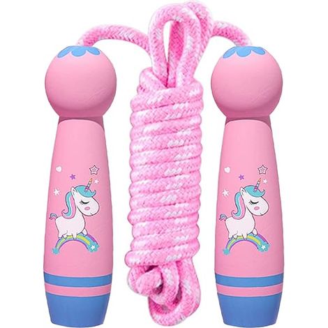 skipping rope for kids, wooden handle, adjustable skipping rope, sport skipping rope, unicorn speed skipping rope (1/5)