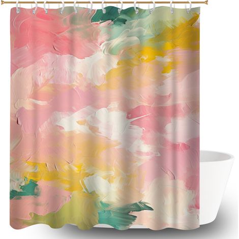 Ensemble rideau de douche polyester avec anneaux 180x180 lavable rideau imperméable pour un intérieur cosy et chaleureux (1/5)