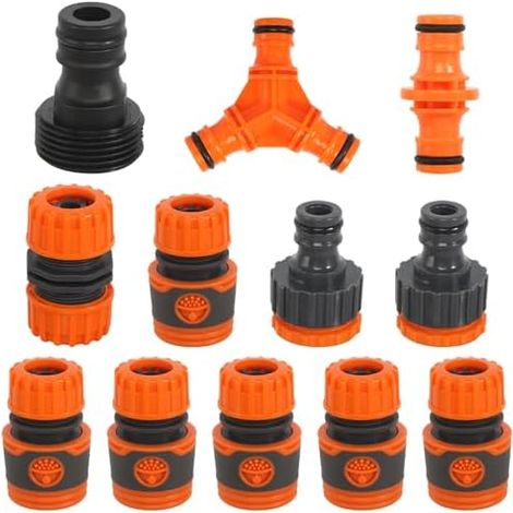 Kit de Raccordement D'arrosage 12 Pcs - Raccords Rapides, Accessoires Double Fiche Y, Rallonge 1/2" Tuyau 2 en 1 (1/5)