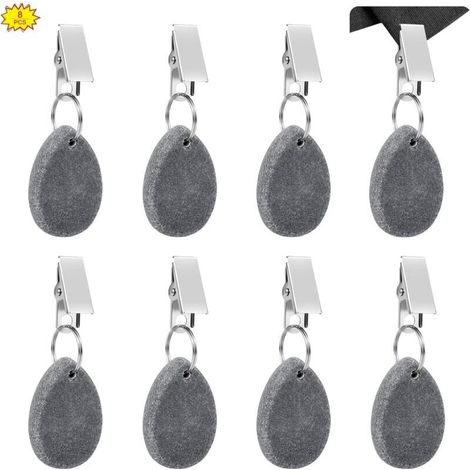 Bardusch-Poids de Nappe, 8Pcs Poids de Nappe en Pierre avec Pince, Poids de Nappes en Marbre, Pendentif Nappe, Pince à Nappe en Pierre pour l'Extérieur, Camping, Pique Nique, Fête et Jardin (1/5)