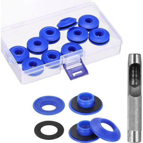 Kit d'outils pour œillets 14 pièces, Pince à œillets 12 mm, Bleu (1/5)