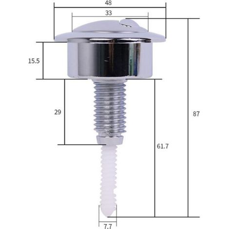 Bouton Poussoir Chasse D Eau - Double Fonction 48 mm - Pour Cuvette WC - Noir - 1 Unite (1/4)