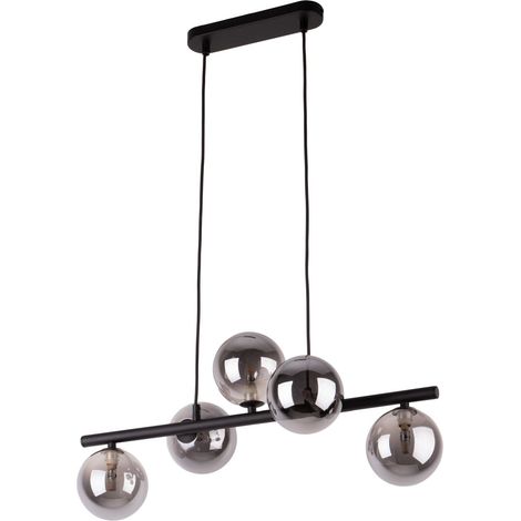 Suspension Gris Noir Métal Verre 5 flammes (1/5)