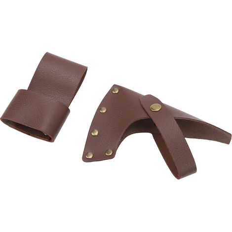 Étui de hache en cuir PU, métal, léger et portable, protégeant la tête et le manche de la hache, idéal pour le camping et les travaux en extérieur (marron). (1/5)