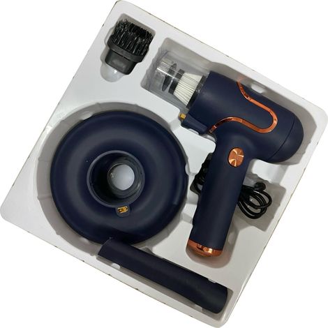 Aspirateur anti-acariens portable sans fil léger, nettoyeur à main pour matelas, canapé et voiture, bleu foncé (1/5)