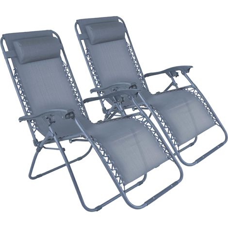Lot de 2 fauteuils lounge inclinable en acier bleu foncé